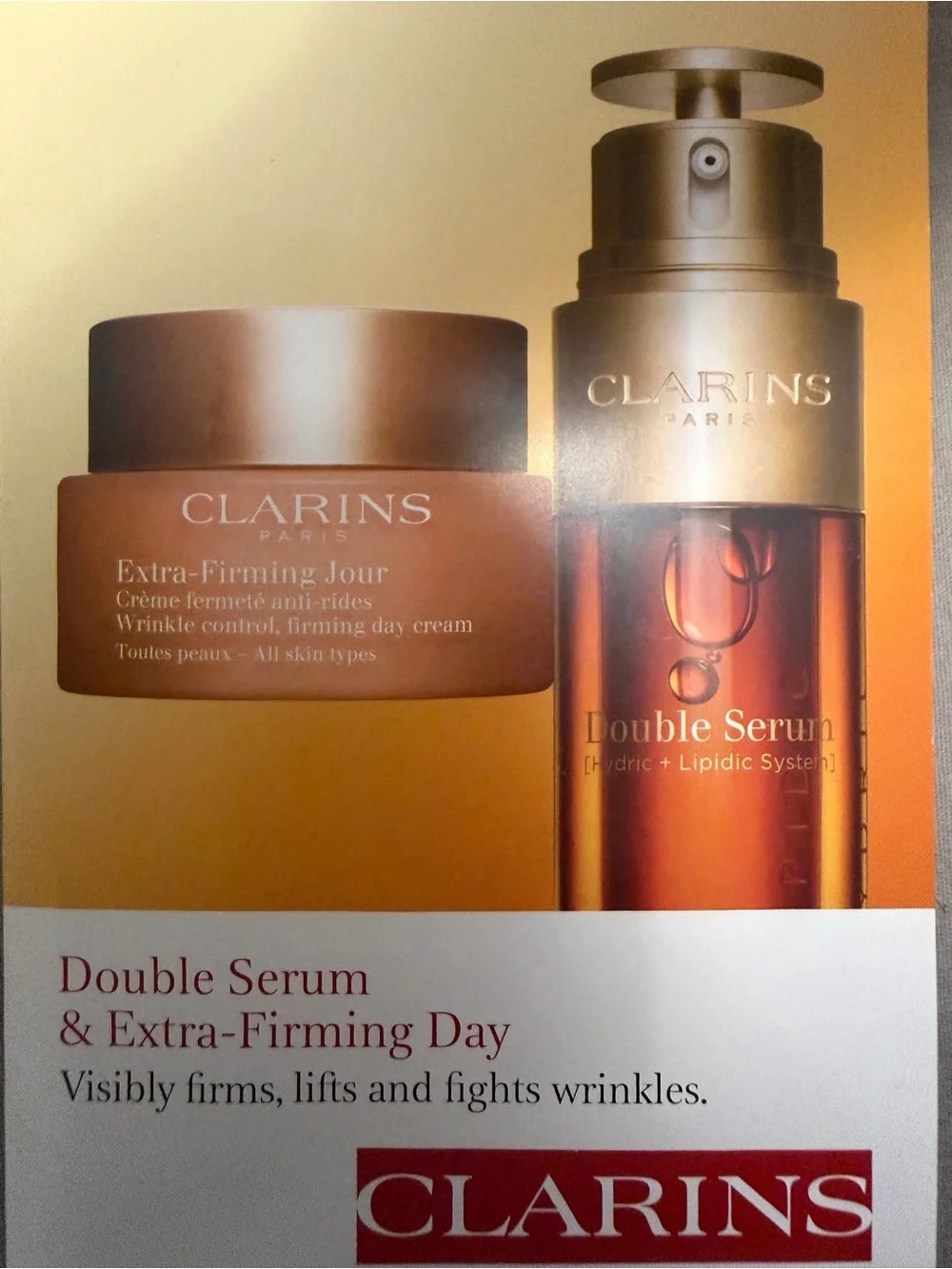 NEW! Clarins Double Serum & Extra-Firming Day Sample Set